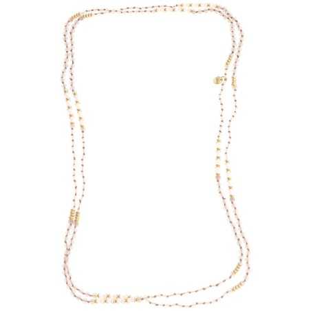 LONG NECKLACE WITH METAL FACETED BEADS