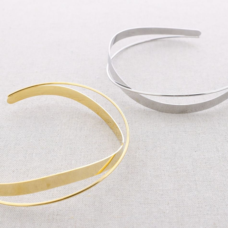 CHOKER ACERO DOBLE TIRA CRUZADA IRREGULAR