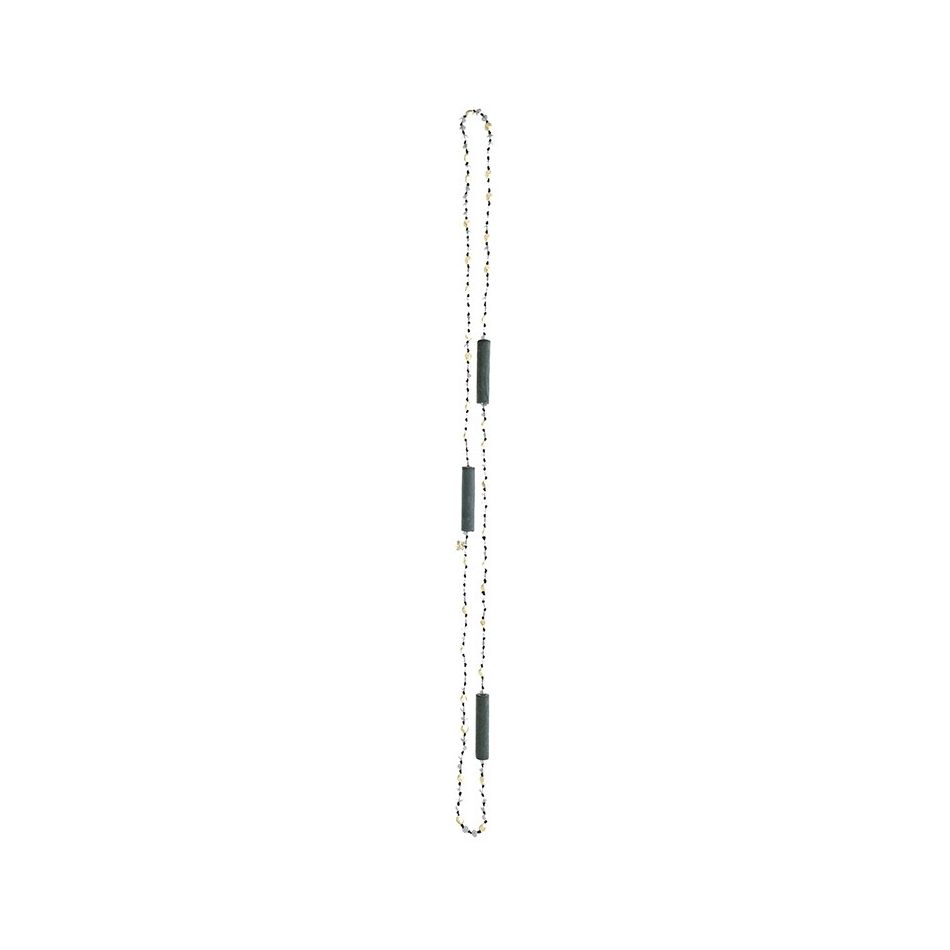 LONG NECKLACE CRYSTAL BEADS FABRIC BEADS
