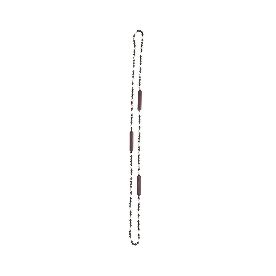 COLLAR LARGO CUENTAS CRISTALES CUENTAS DE TELA