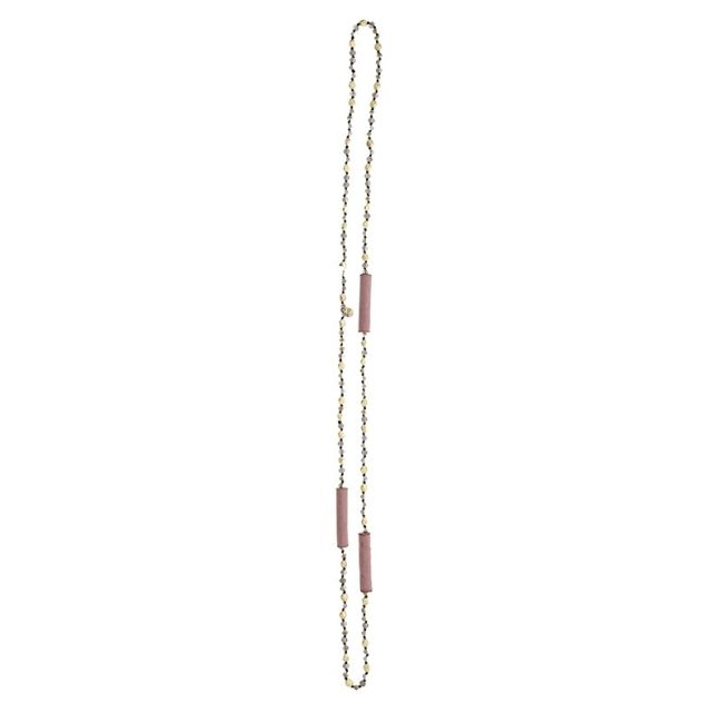 LONG NECKLACE CRYSTAL BEADS FABRIC BEADS