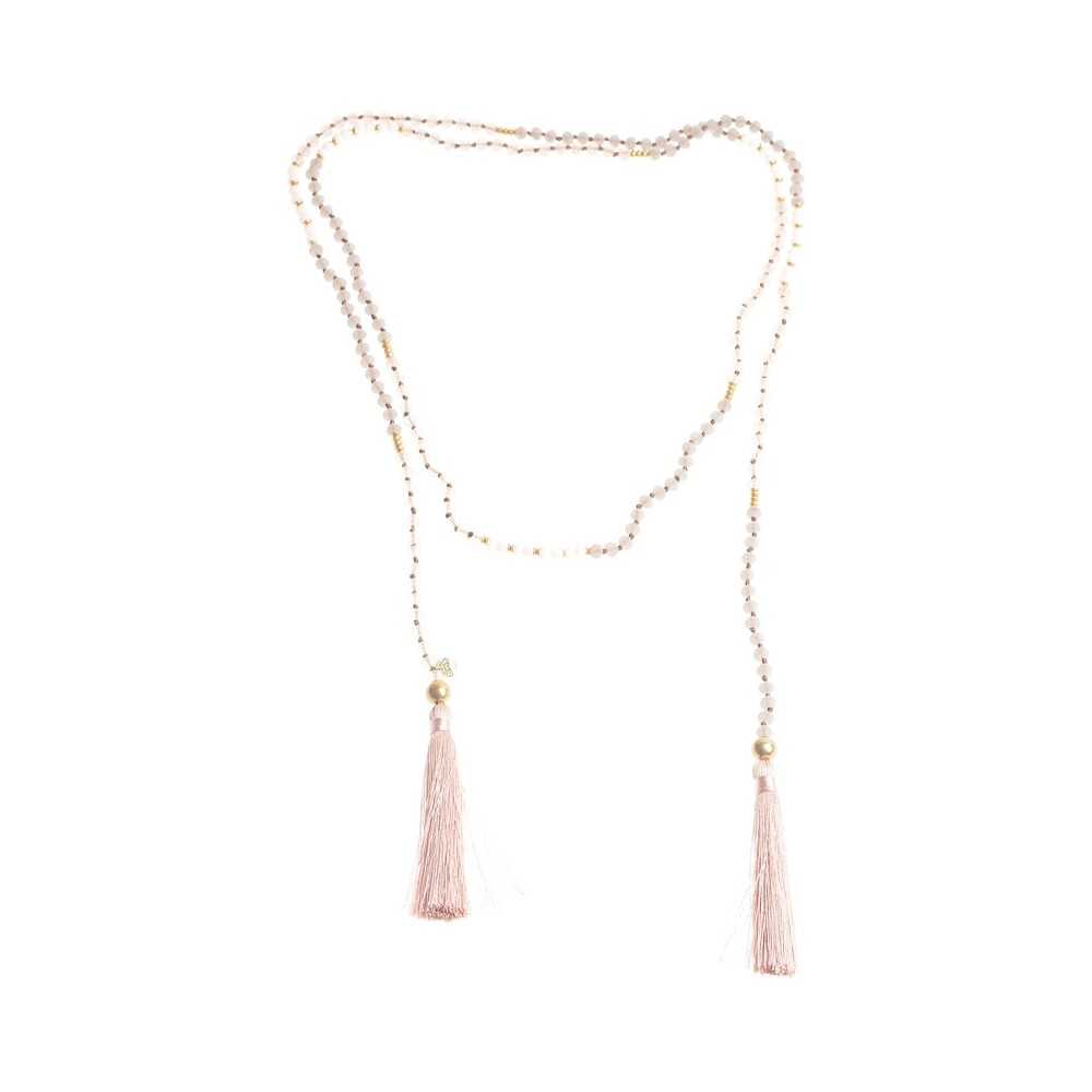 DOUBLE FRINGED FACETED BEADS LONG NECKLACE