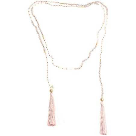 DOUBLE FRINGED FACETED BEADS LONG NECKLACE