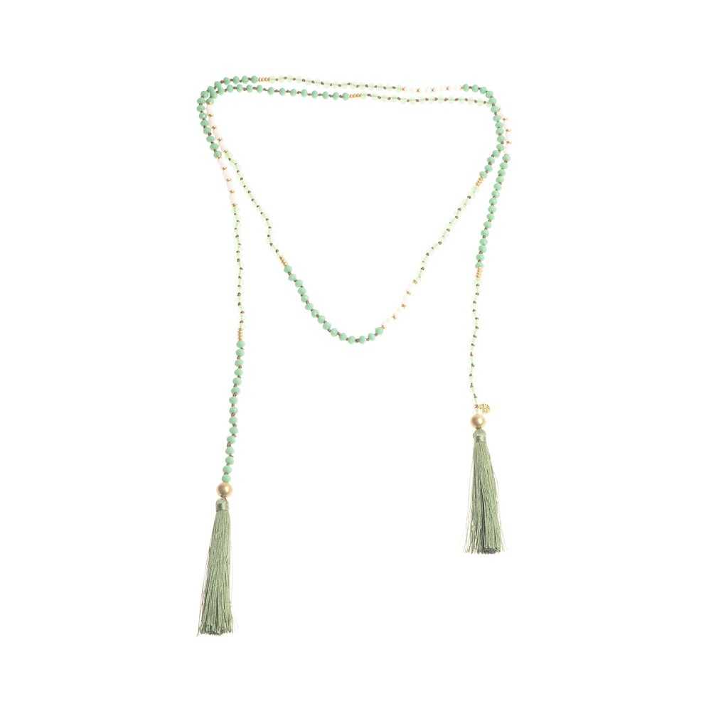 DOUBLE FRINGED FACETED BEADS LONG NECKLACE