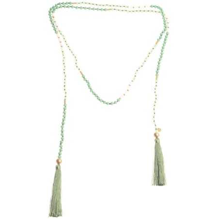 DOUBLE FRINGED FACETED BEADS LONG NECKLACE