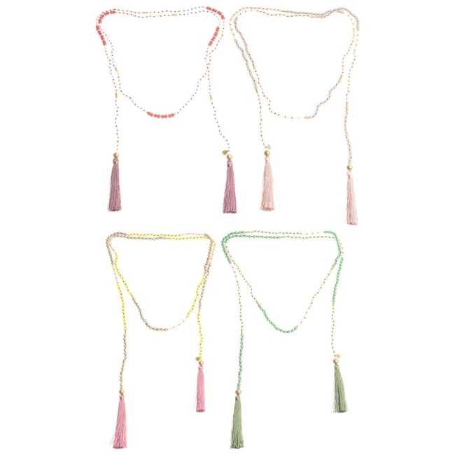 DOUBLE FRINGED FACETED BEADS LONG NECKLACE