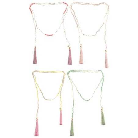 DOUBLE FRINGED FACETED BEADS LONG NECKLACE