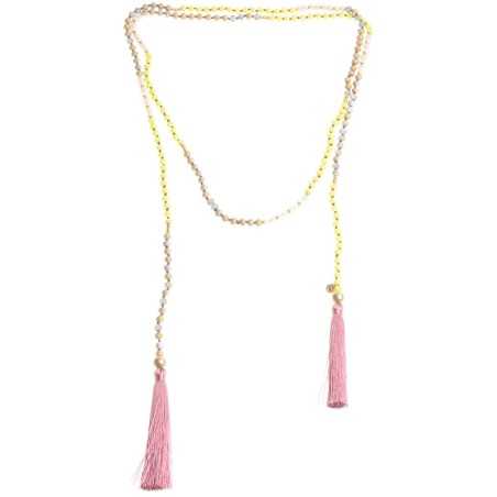 DOUBLE FRINGED FACETED BEADS LONG NECKLACE