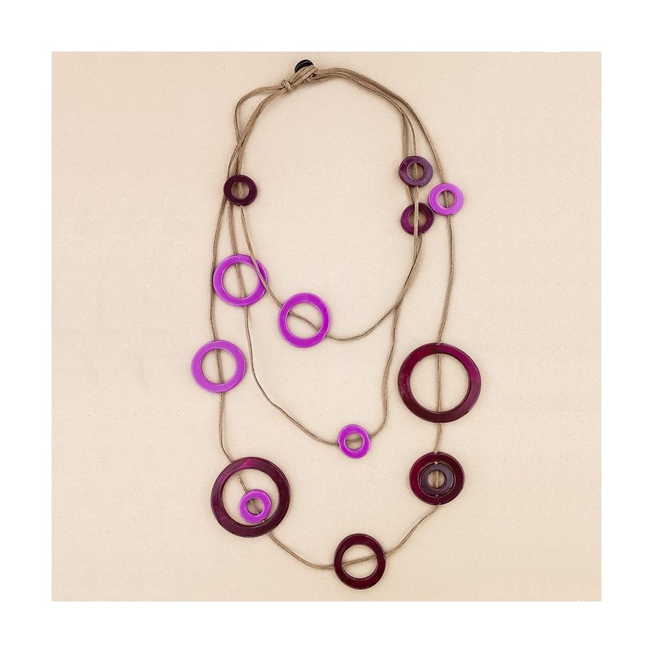 LONG NECKLACE TRIPLE RESIN BEADS