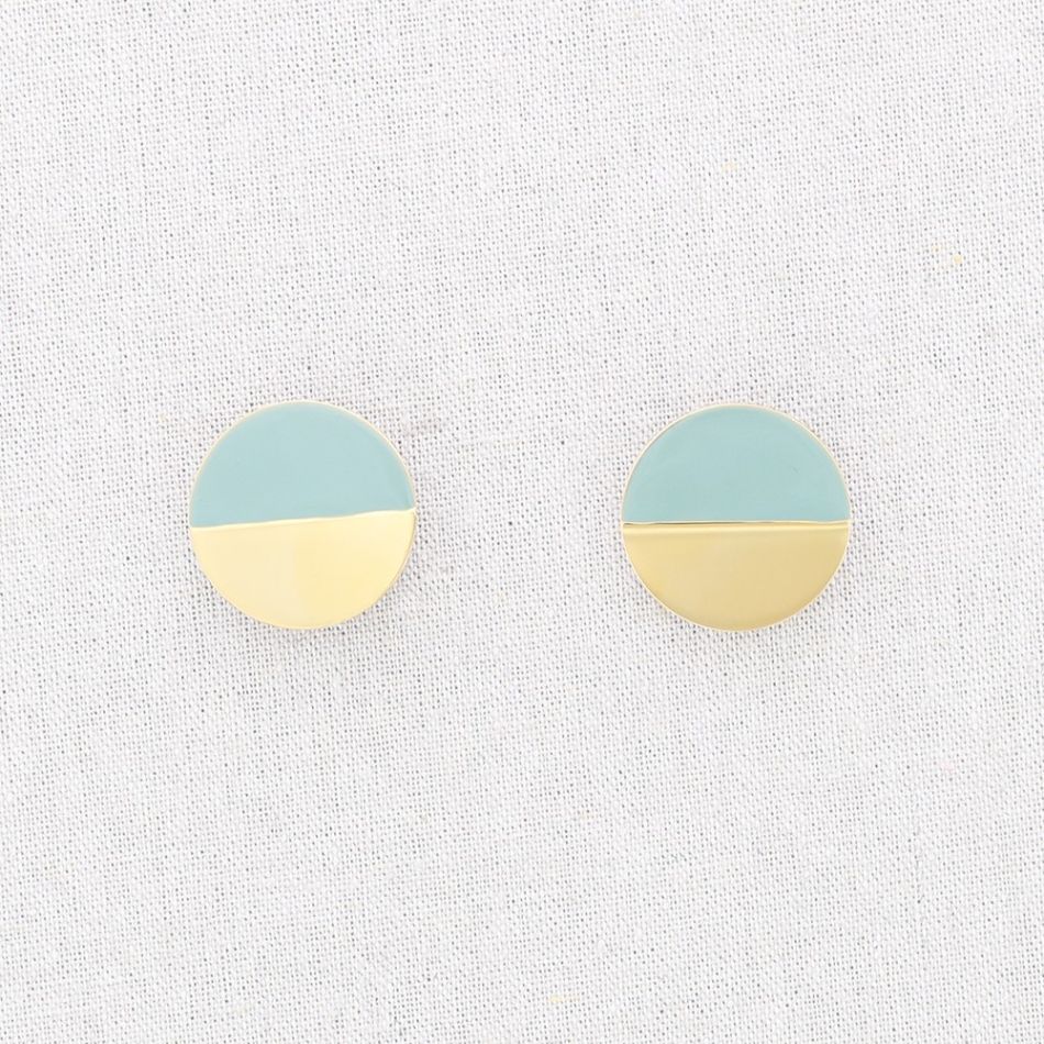 PENDIENTES ACERO MEDALLA MEDIO ESMALTE