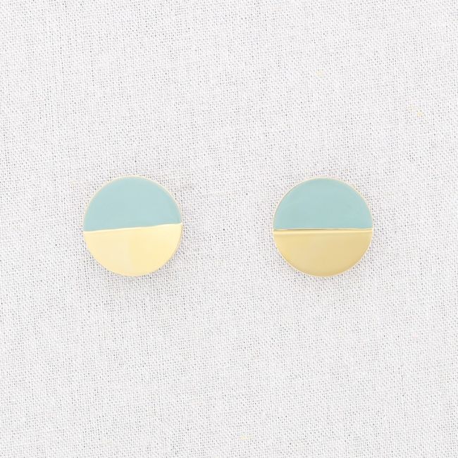 PENDIENTES ACERO MEDALLA MEDIO ESMALTE