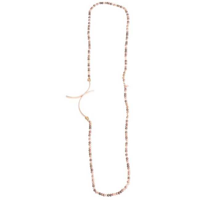 METAL IRREGULAR FIGURE LONG NECKLACE WITH FACETED CRYSTALS