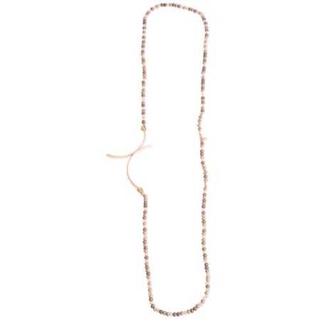 METAL IRREGULAR FIGURE LONG NECKLACE WITH FACETED CRYSTALS