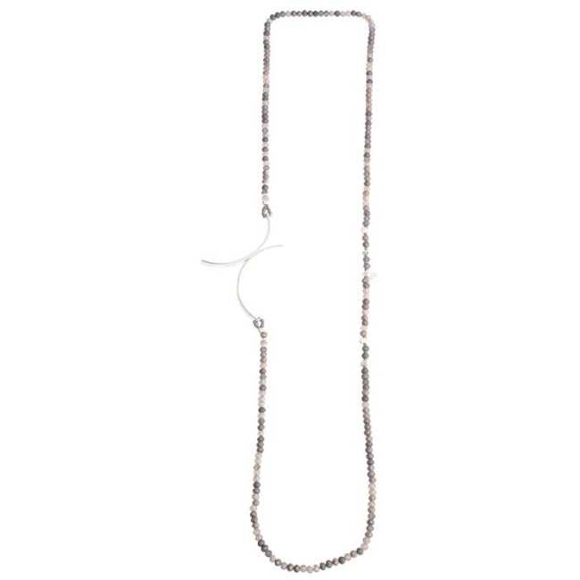 METAL IRREGULAR FIGURE LONG NECKLACE WITH FACETED CRYSTALS