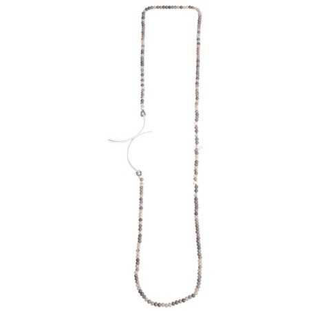 METAL IRREGULAR FIGURE LONG NECKLACE WITH FACETED CRYSTALS