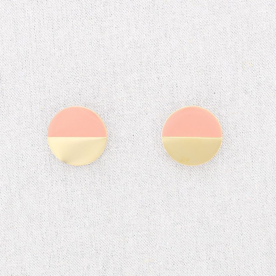 HALF ENAMEL MEDAL STEEL EARRINGS