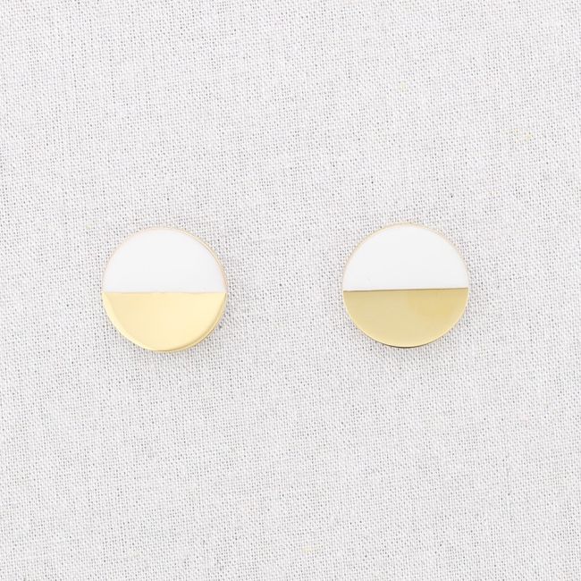 HALF ENAMEL MEDAL STEEL EARRINGS