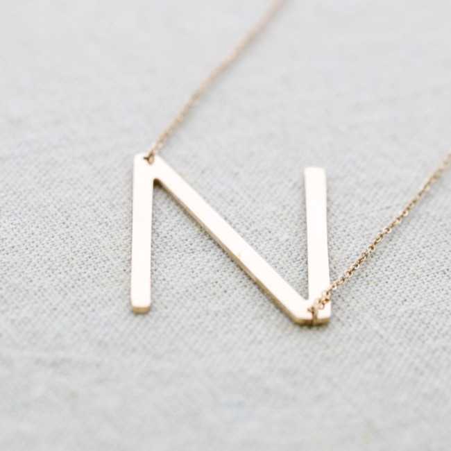 INITIAL LETTER N LARGE STEEL NECKLACE