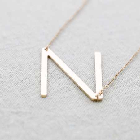 INITIAL LETTER N LARGE STEEL NECKLACE