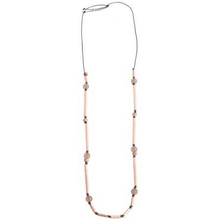 LONG NECKLACE METAL TUBES FACETED CRYSTALS