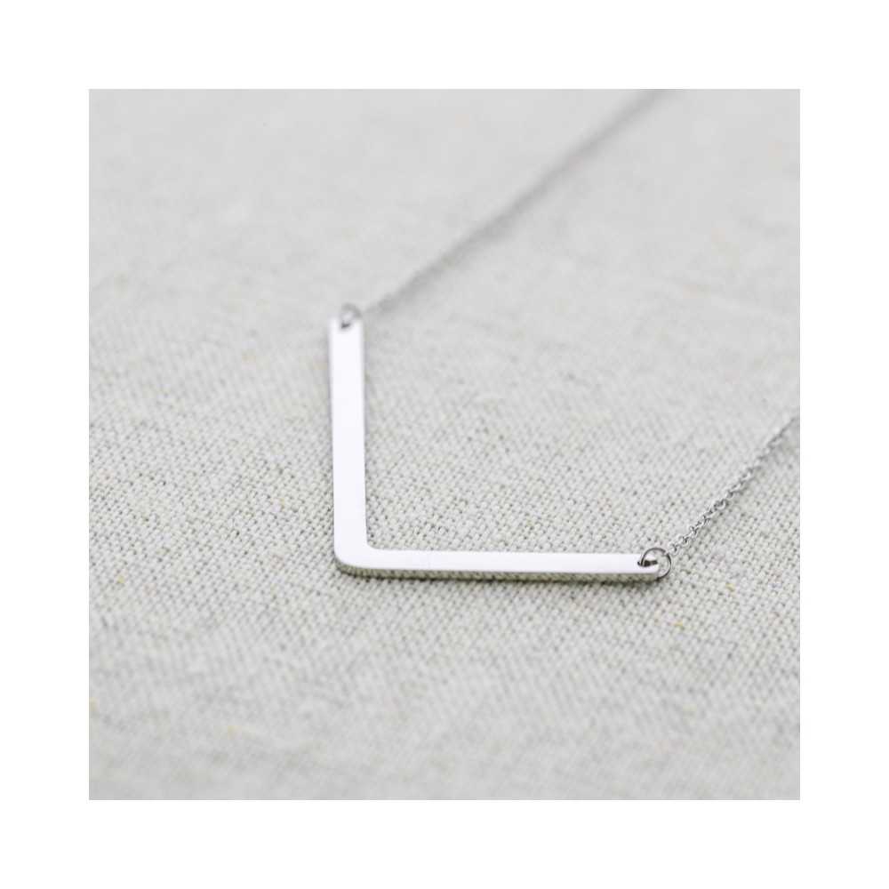 BIG INITIAL LETTER L STEEL NECKLACE