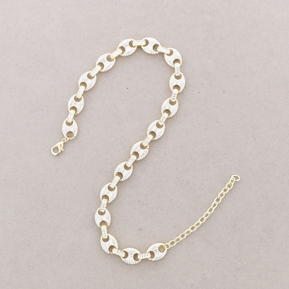 SHORT NECKLACE HAWSER METAL CRYSTALS