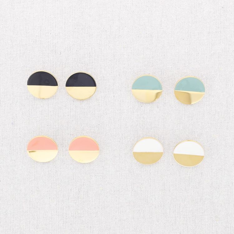 PENDIENTES ACERO MEDALLA MEDIO ESMALTE 2