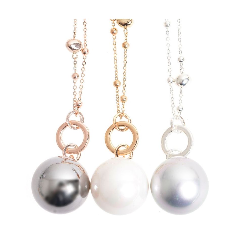 LONG PENDANT NECKLACE METAL BALL