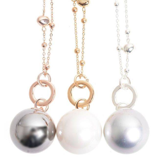 LONG PENDANT NECKLACE METAL BALL