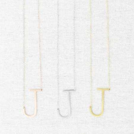 BIG INITIAL LETTER J STEEL NECKLACE