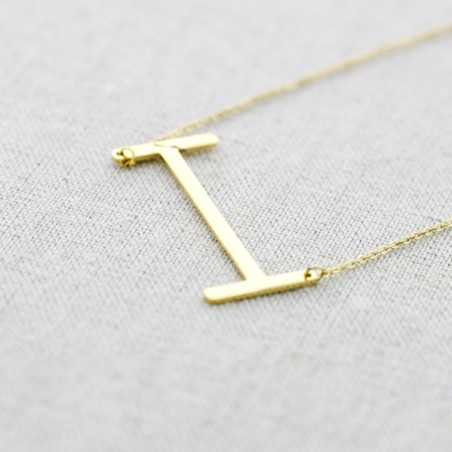 INITIAL LETTER I LARGE STEEL NECKLACE