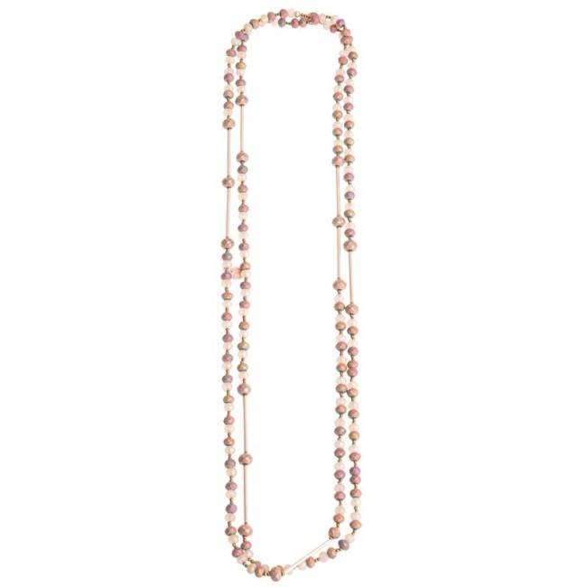 LONG NECKLACE METAL BEADS FACETED CRYSTALS