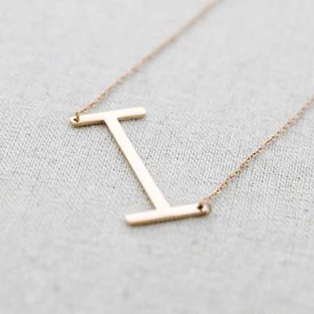 INITIAL LETTER I LARGE STEEL NECKLACE