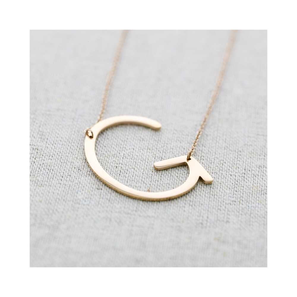 BIG INITIAL LETTER G STEEL NECKLACE