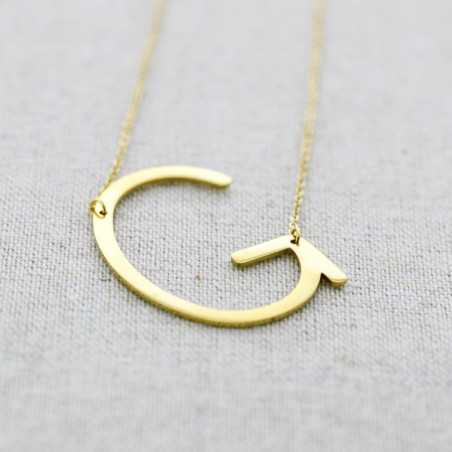 BIG INITIAL LETTER G STEEL NECKLACE