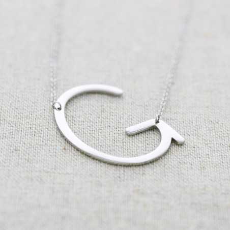 BIG INITIAL LETTER G STEEL NECKLACE