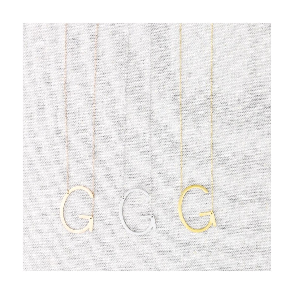 COLLAR ACERO INICIAL LETRA G GRANDE