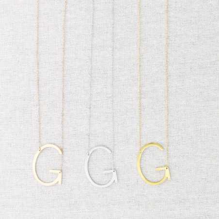 BIG INITIAL LETTER G STEEL NECKLACE