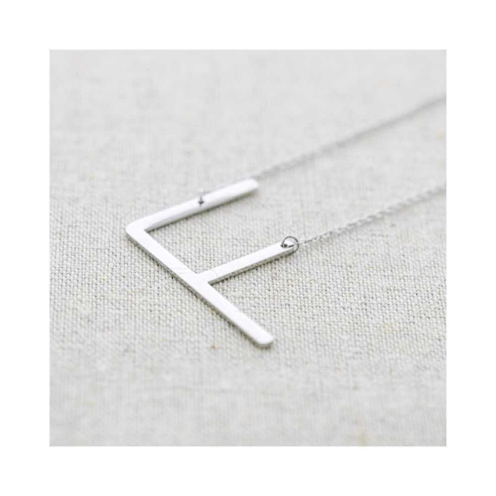 INITIAL LETTER F LARGE STEEL NECKLACE