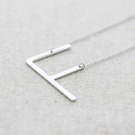 INITIAL LETTER F LARGE STEEL NECKLACE