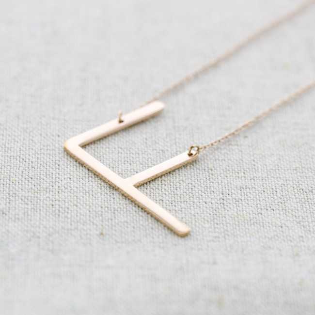 INITIAL LETTER F LARGE STEEL NECKLACE