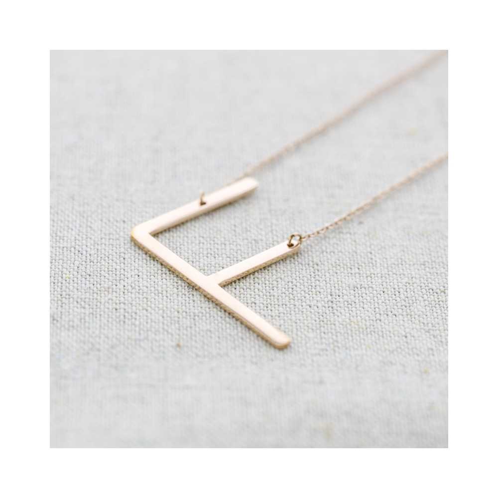 INITIAL LETTER F LARGE STEEL NECKLACE