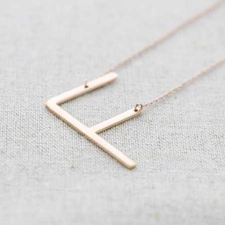 INITIAL LETTER F LARGE STEEL NECKLACE