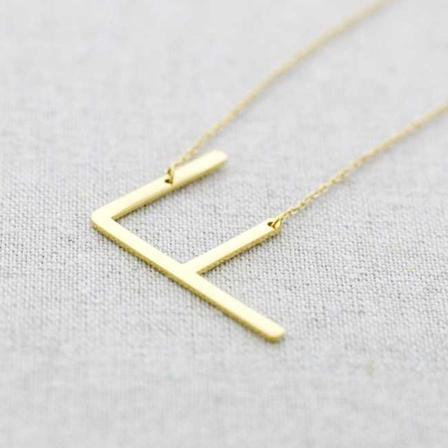 INITIAL LETTER F LARGE STEEL NECKLACE