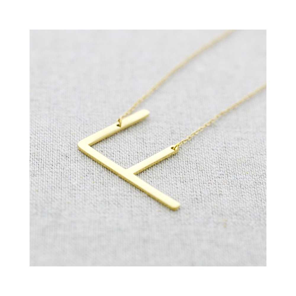 INITIAL LETTER F LARGE STEEL NECKLACE