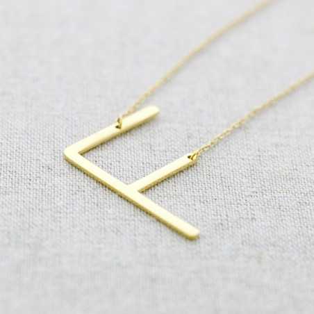 INITIAL LETTER F LARGE STEEL NECKLACE