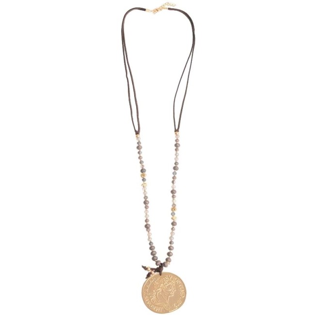 LONG SUEDE NECKLACE WITH...