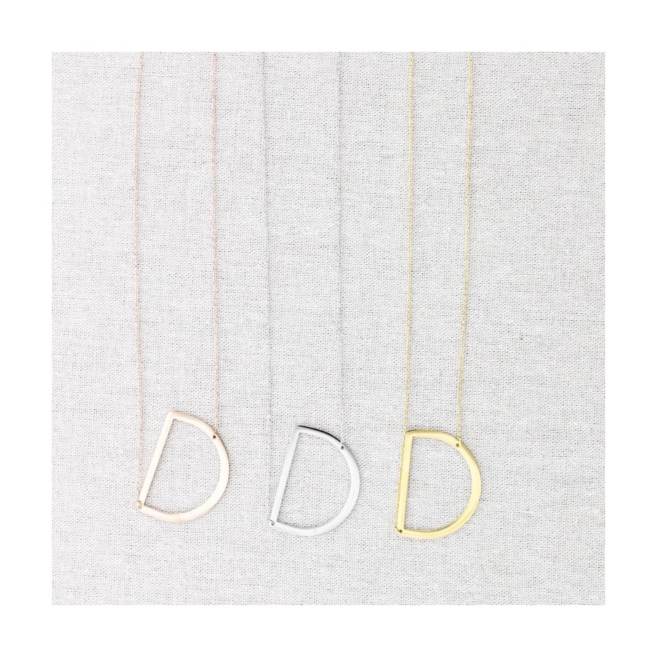 INITIAL LETTER D LARGE STEEL NECKLACE