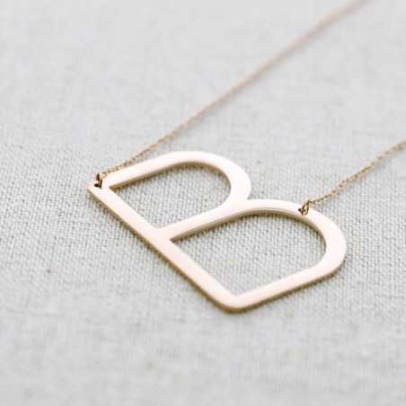 BIG INITIAL LETTER B STEEL NECKLACE