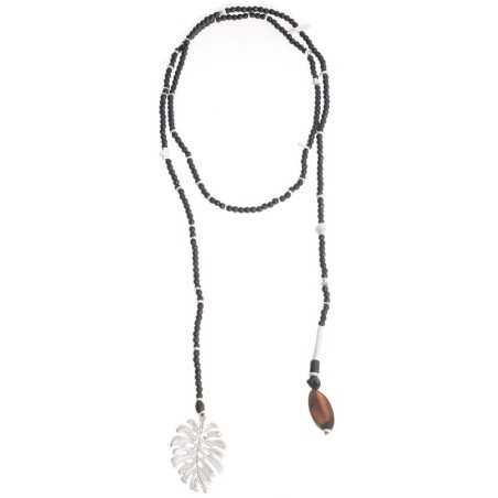 DOUBLE PENDANT FACETED BEADS LONG NECKLACE